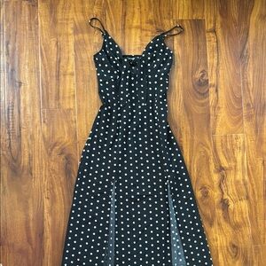 Black Polka Dot Dress with leg slits